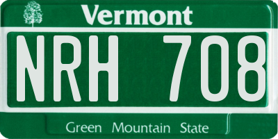 VT license plate NRH708