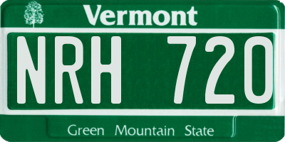 VT license plate NRH720