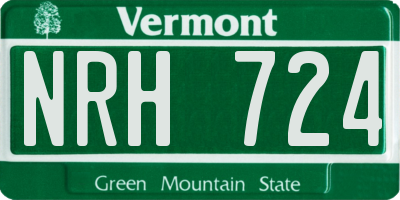 VT license plate NRH724