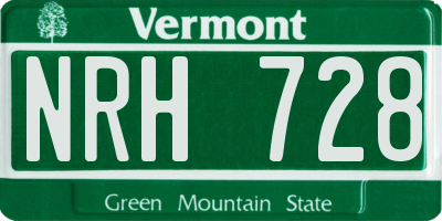 VT license plate NRH728