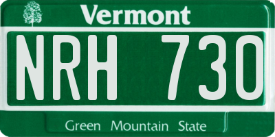 VT license plate NRH730