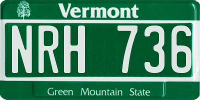 VT license plate NRH736