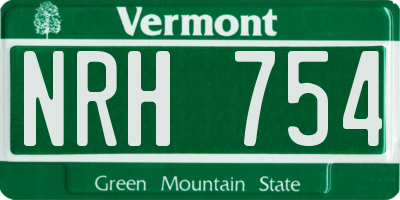 VT license plate NRH754