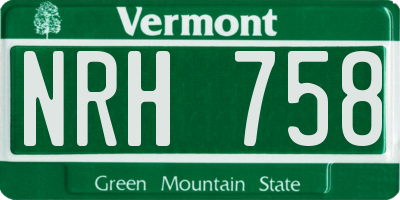 VT license plate NRH758