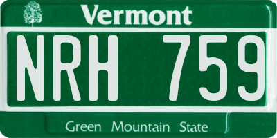 VT license plate NRH759