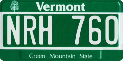 VT license plate NRH760