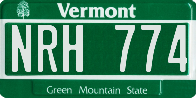 VT license plate NRH774