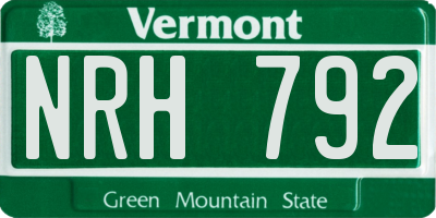 VT license plate NRH792