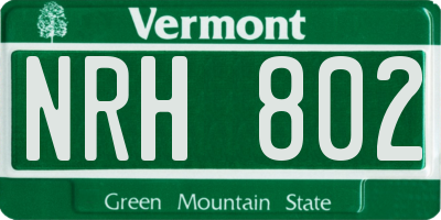 VT license plate NRH802