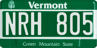VT license plate NRH805