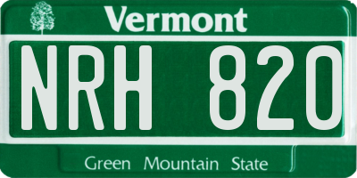 VT license plate NRH820