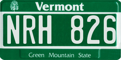 VT license plate NRH826