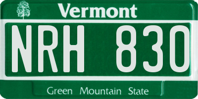 VT license plate NRH830