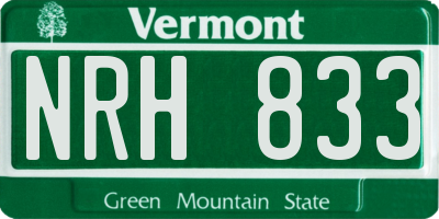 VT license plate NRH833