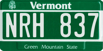 VT license plate NRH837