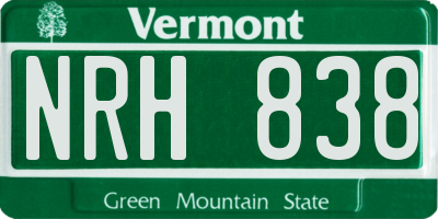 VT license plate NRH838