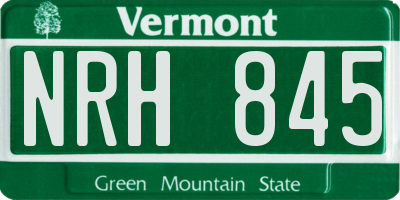 VT license plate NRH845