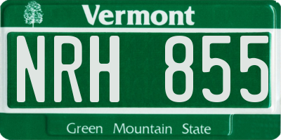 VT license plate NRH855