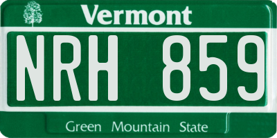 VT license plate NRH859