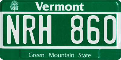 VT license plate NRH860
