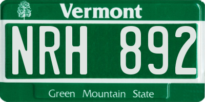 VT license plate NRH892