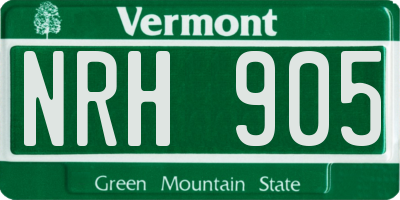 VT license plate NRH905