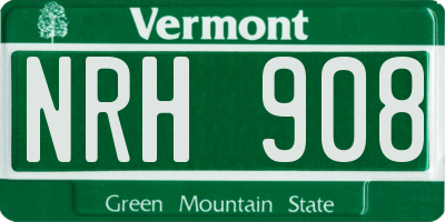 VT license plate NRH908