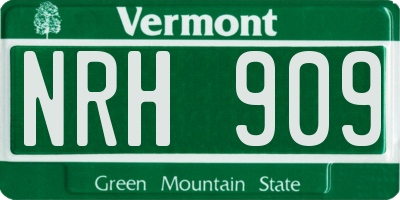 VT license plate NRH909