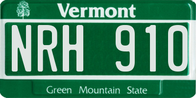 VT license plate NRH910