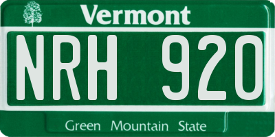 VT license plate NRH920