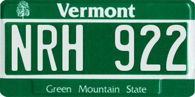 VT license plate NRH922