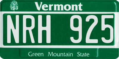 VT license plate NRH925