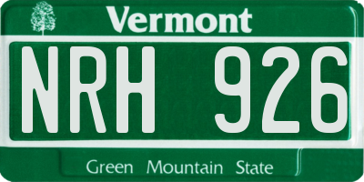 VT license plate NRH926
