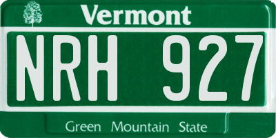 VT license plate NRH927