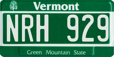 VT license plate NRH929