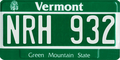 VT license plate NRH932