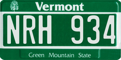 VT license plate NRH934