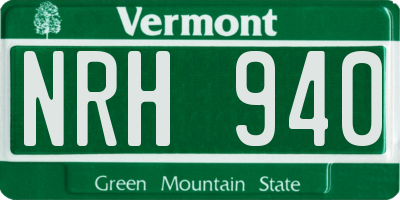 VT license plate NRH940