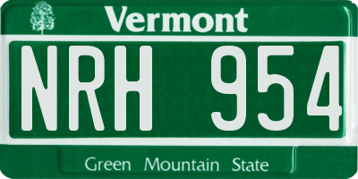 VT license plate NRH954