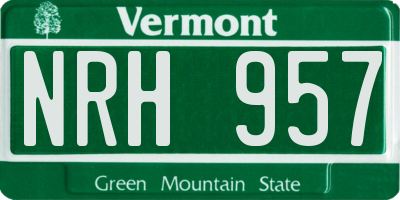 VT license plate NRH957