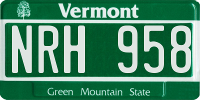 VT license plate NRH958