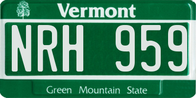 VT license plate NRH959