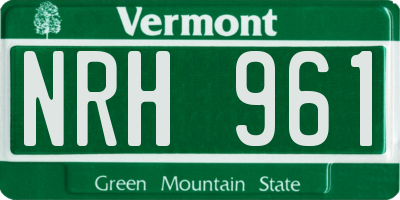 VT license plate NRH961