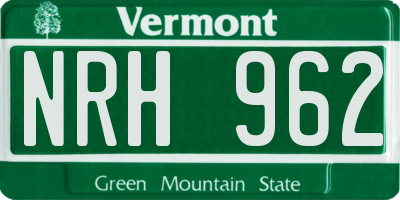 VT license plate NRH962