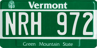 VT license plate NRH972