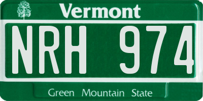 VT license plate NRH974