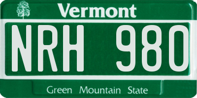 VT license plate NRH980