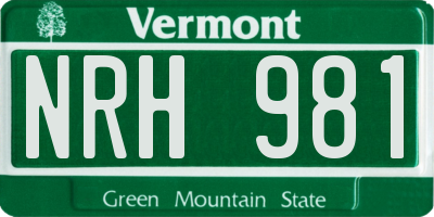 VT license plate NRH981