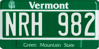VT license plate NRH982