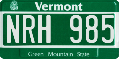 VT license plate NRH985